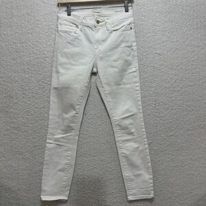 Frame Le Skinny‎ De Jeanne Crop Mid Rise Ivory White Jeans Women's Size 27